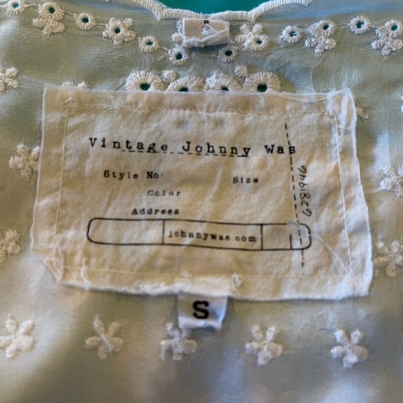 Vintage Johnny Was White Floral Peplum Embroidered Lace Blouse Top Tunic Size: S - Picture 10 of 11